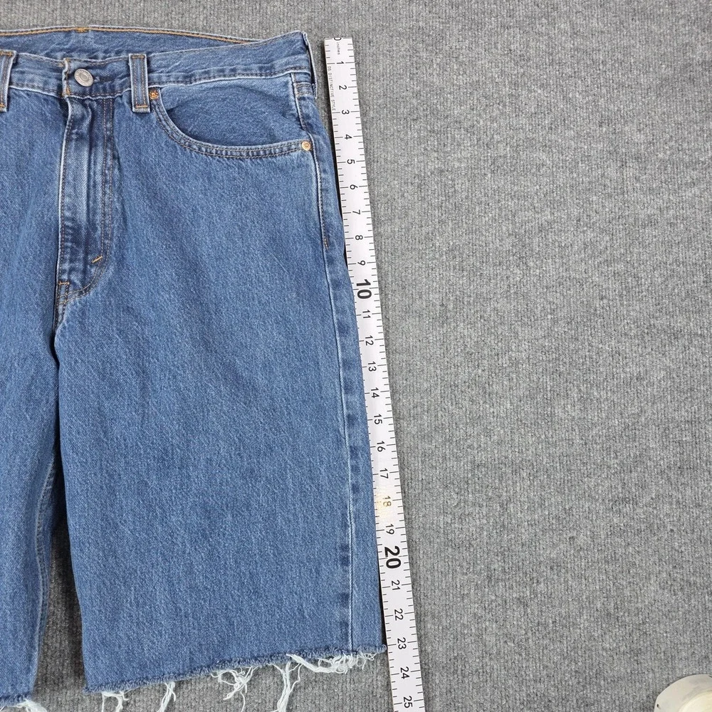 Levis 565 Cutoff Shorts Mens 34 Blue Baggy Wide Leg Denim Frayed Y2K Skate